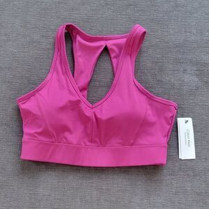 Calvin Klein Performance Women Pink V-Neck Padded Sports Bra Size Large